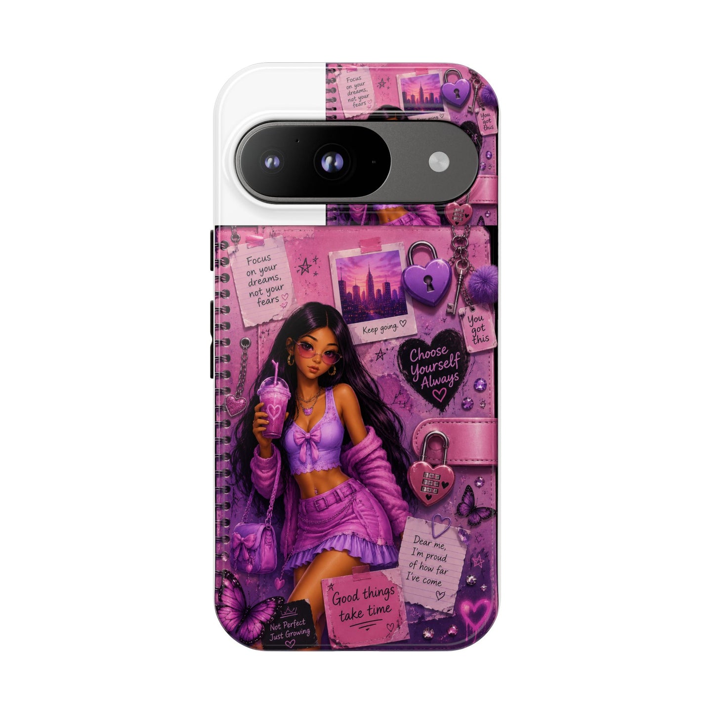 Purple Aesthetic Phone Case — Girl Collage 'Choose Yourself' Design