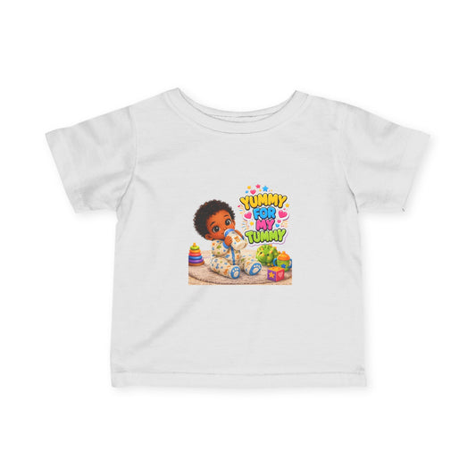 Infant Tee – "Yummy for My Tummy" Cute Baby Feeding Graphic
