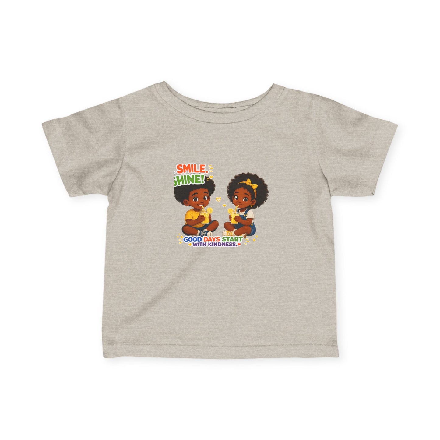 Infant Tee — "Smile, Shine! Good Days Start With Breakfast" Cute African American Kids Graphic