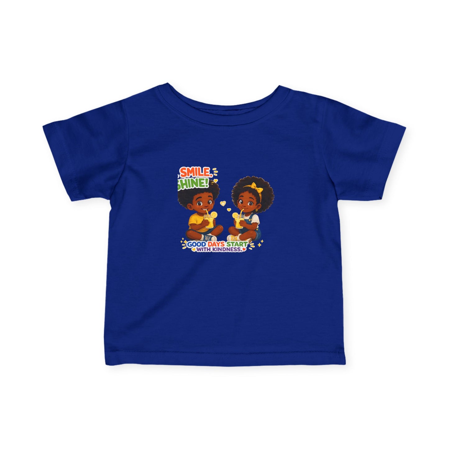 Infant Tee — "Smile, Shine! Good Days Start With Breakfast" Cute African American Kids Graphic