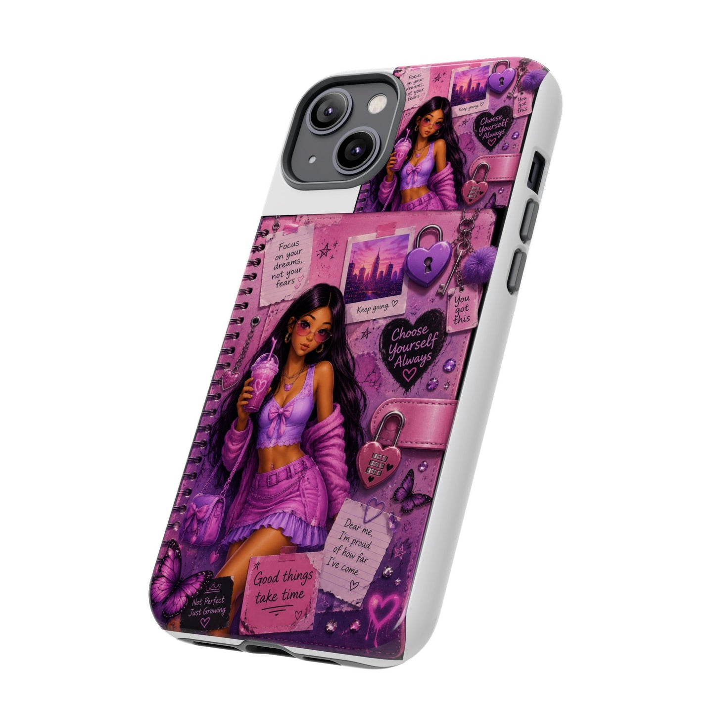 Purple Aesthetic Phone Case — Girl Collage 'Choose Yourself' Design