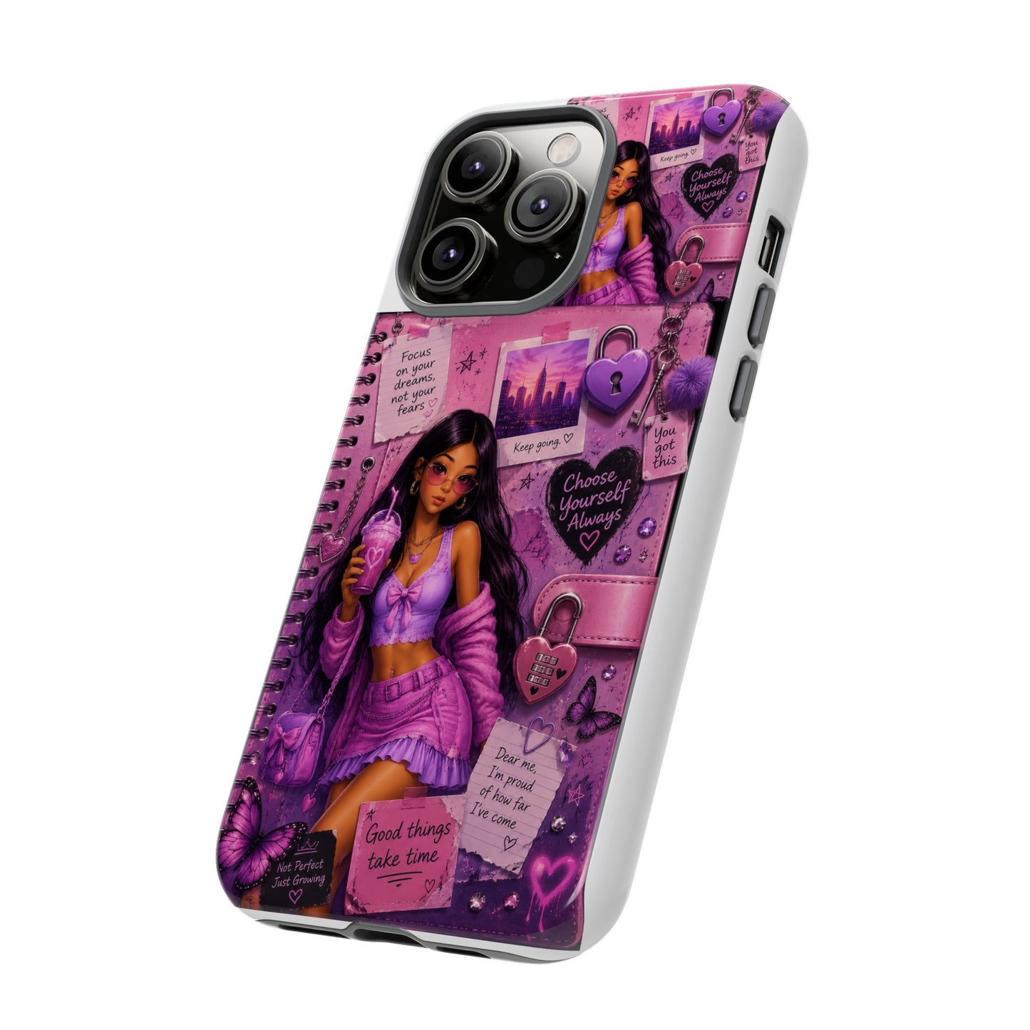 Purple Aesthetic Phone Case — Girl Collage 'Choose Yourself' Design