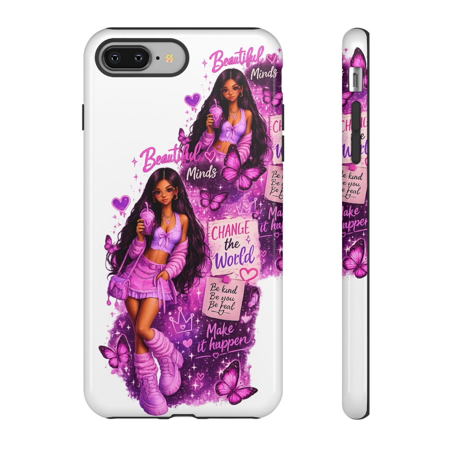 Empowered Girl Phone Case — Pink Butterfly ‘Change the World’ Design