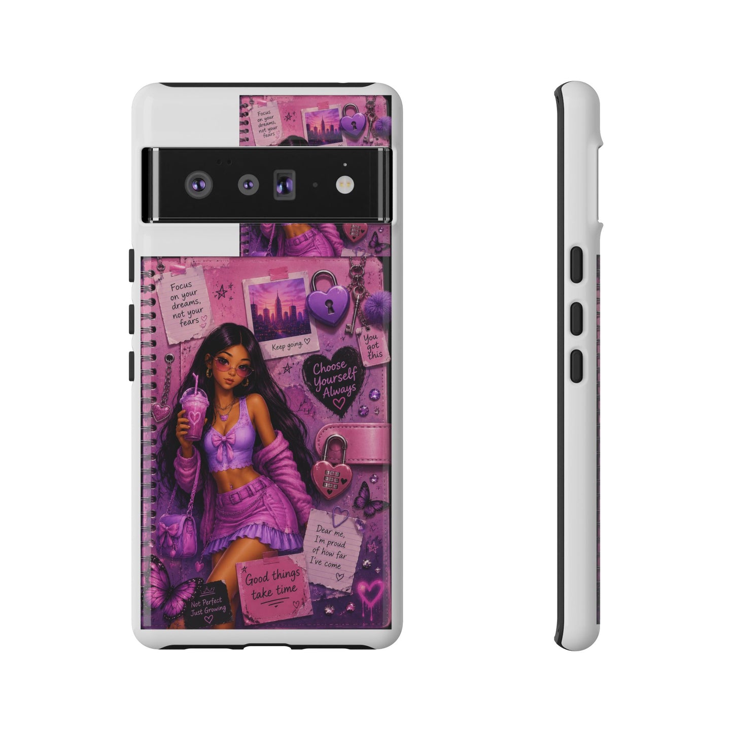 Purple Aesthetic Phone Case — Girl Collage 'Choose Yourself' Design