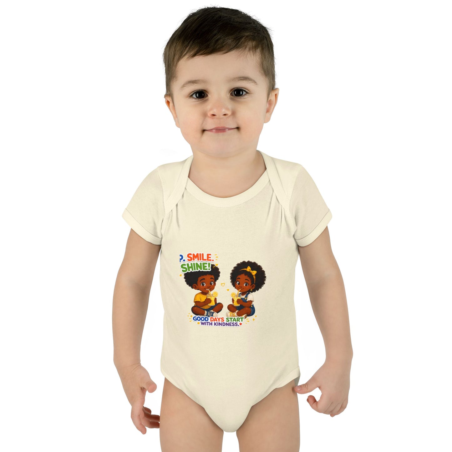 Infant Bodysuit — 'Smile Shine' Cute Baby Onesie with Positive Message