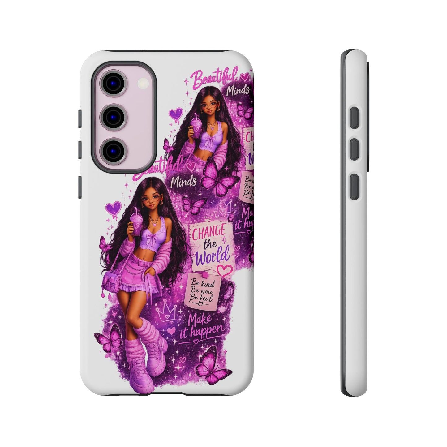 Empowered Girl Phone Case — Pink Butterfly ‘Change the World’ Design