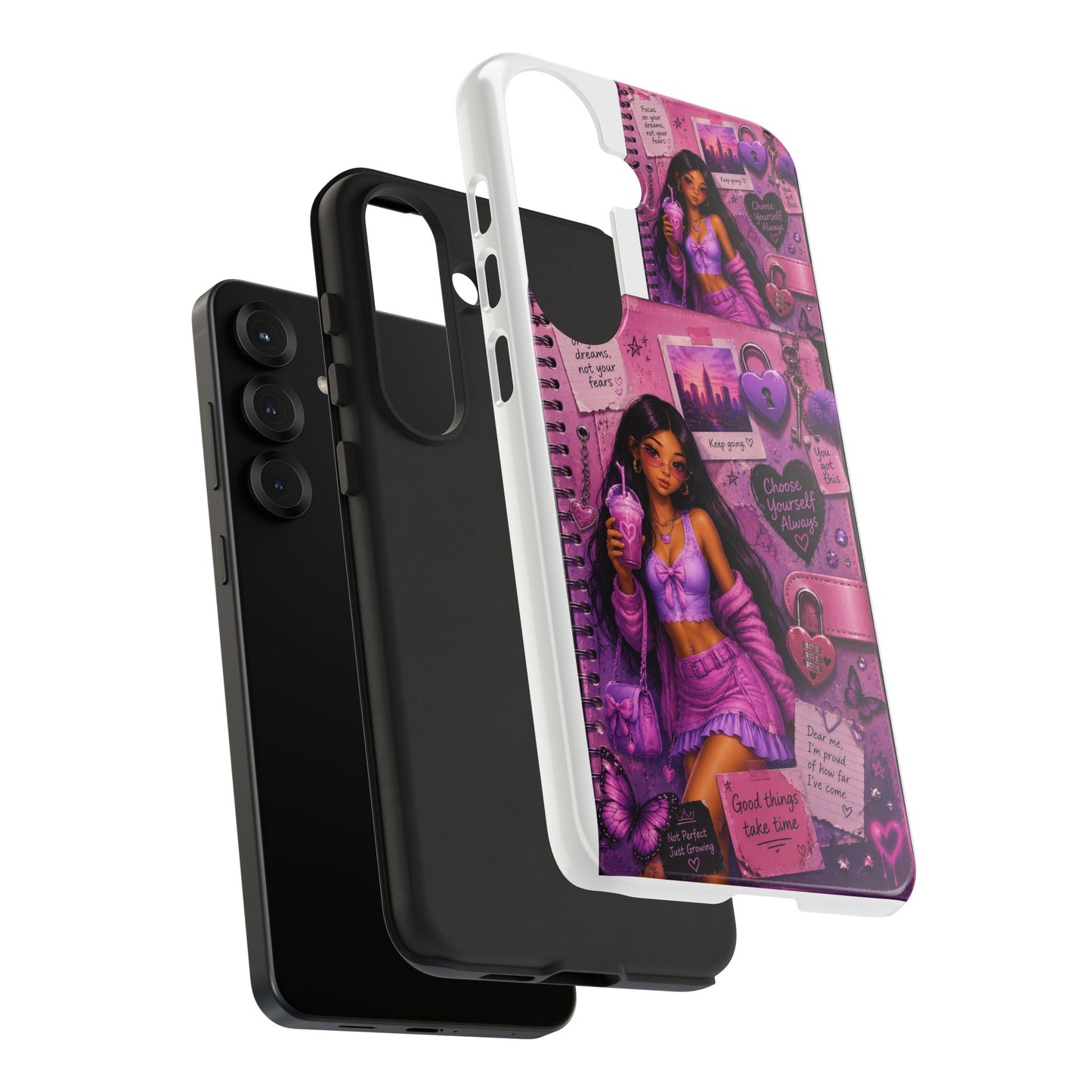 Purple Aesthetic Phone Case — Girl Collage 'Choose Yourself' Design