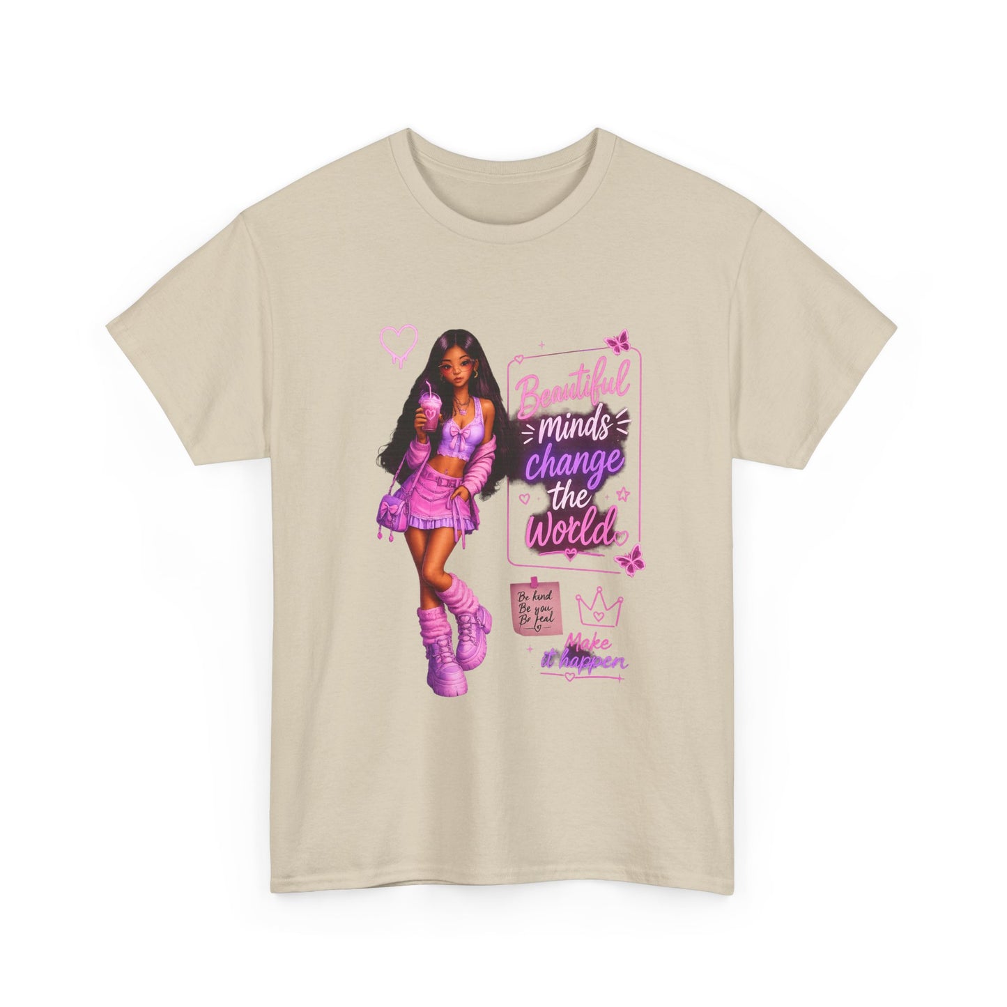 Beautiful Minds Change the World Tee - Pink Barbiecore Graphic Shirt