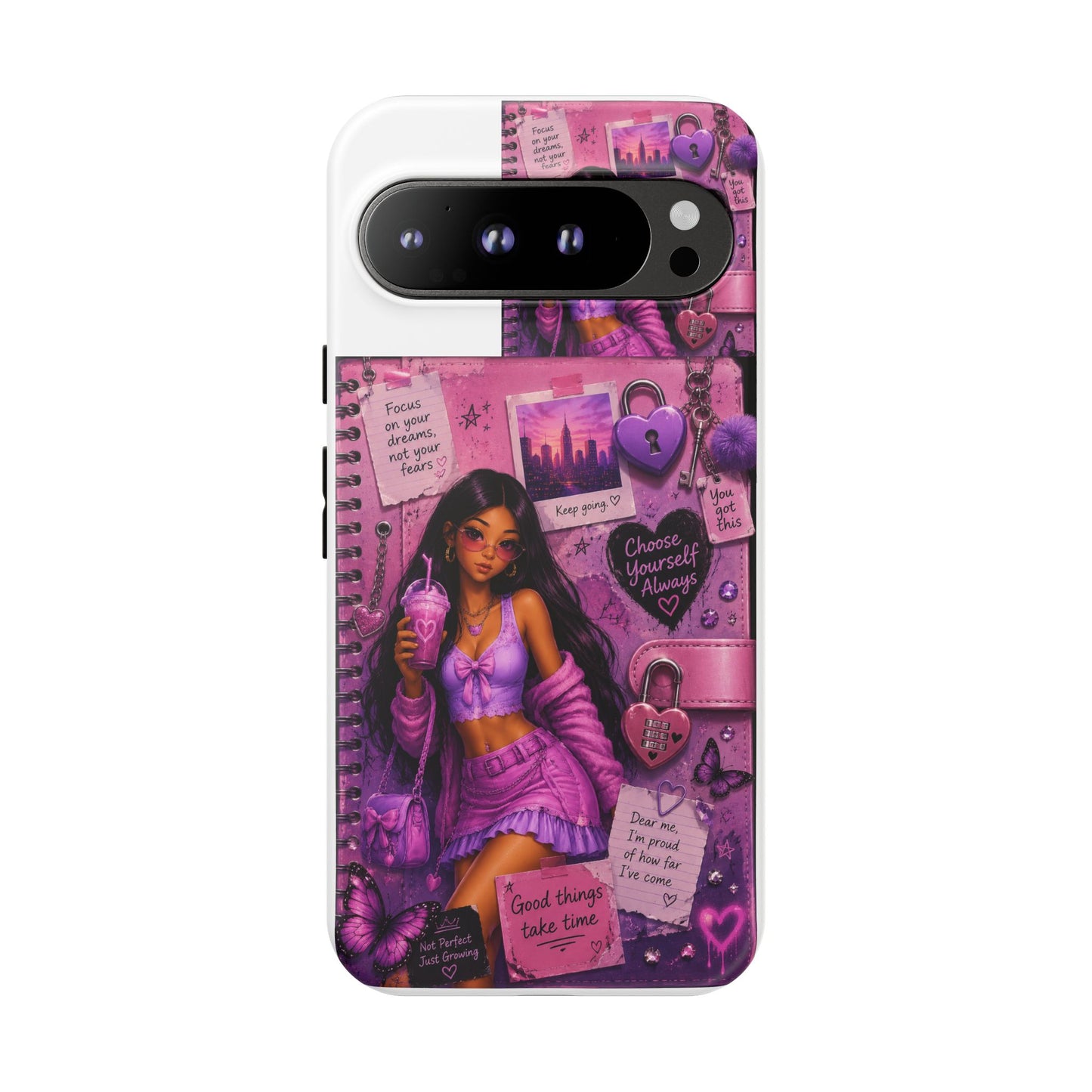 Purple Aesthetic Phone Case — Girl Collage 'Choose Yourself' Design