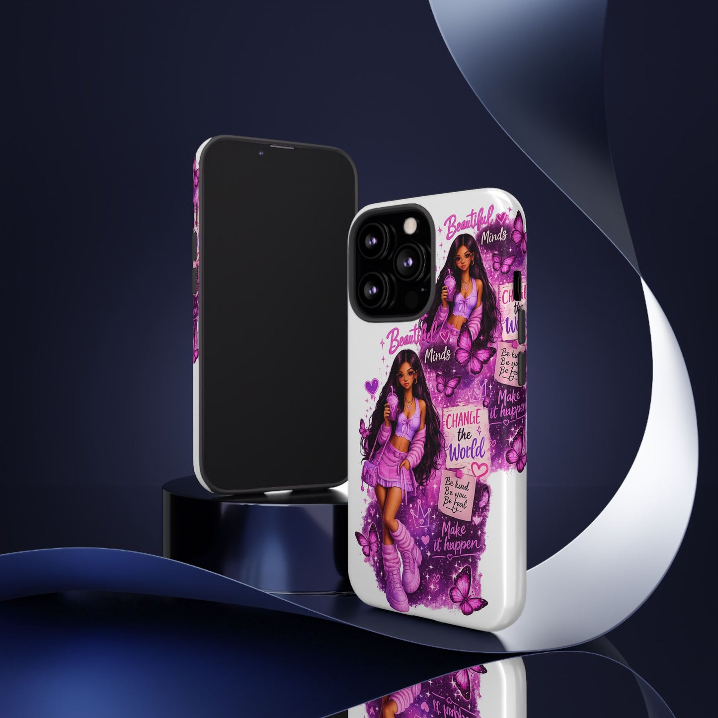 Empowered Girl Phone Case — Pink Butterfly ‘Change the World’ Design