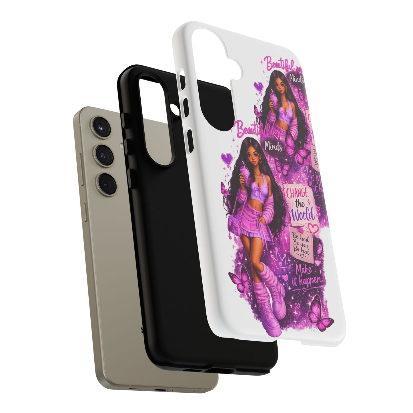 Empowered Girl Phone Case — Pink Butterfly ‘Change the World’ Design