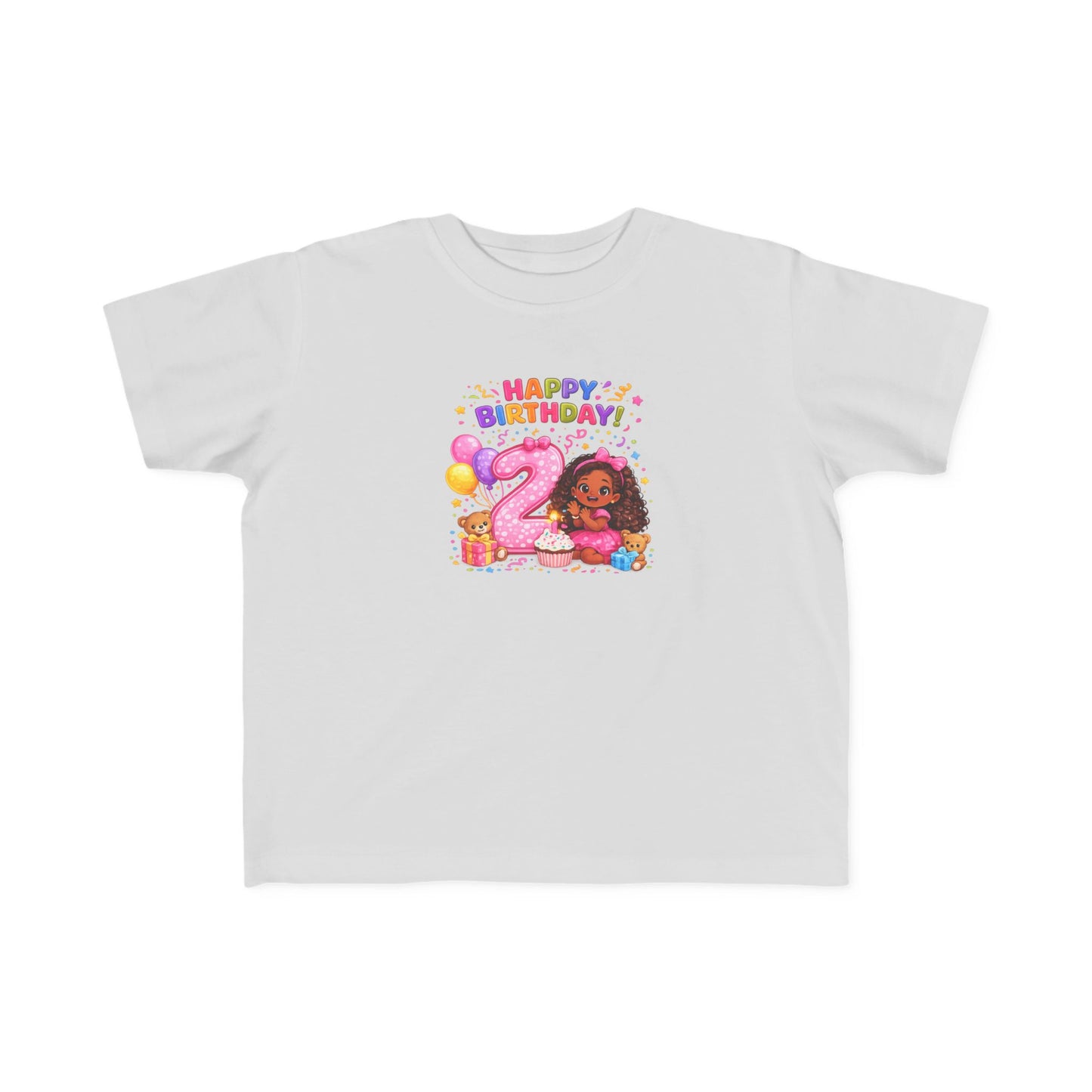 Toddler Birthday Tee — "Happy Birthday 2" Girl Balloon Party Shirt