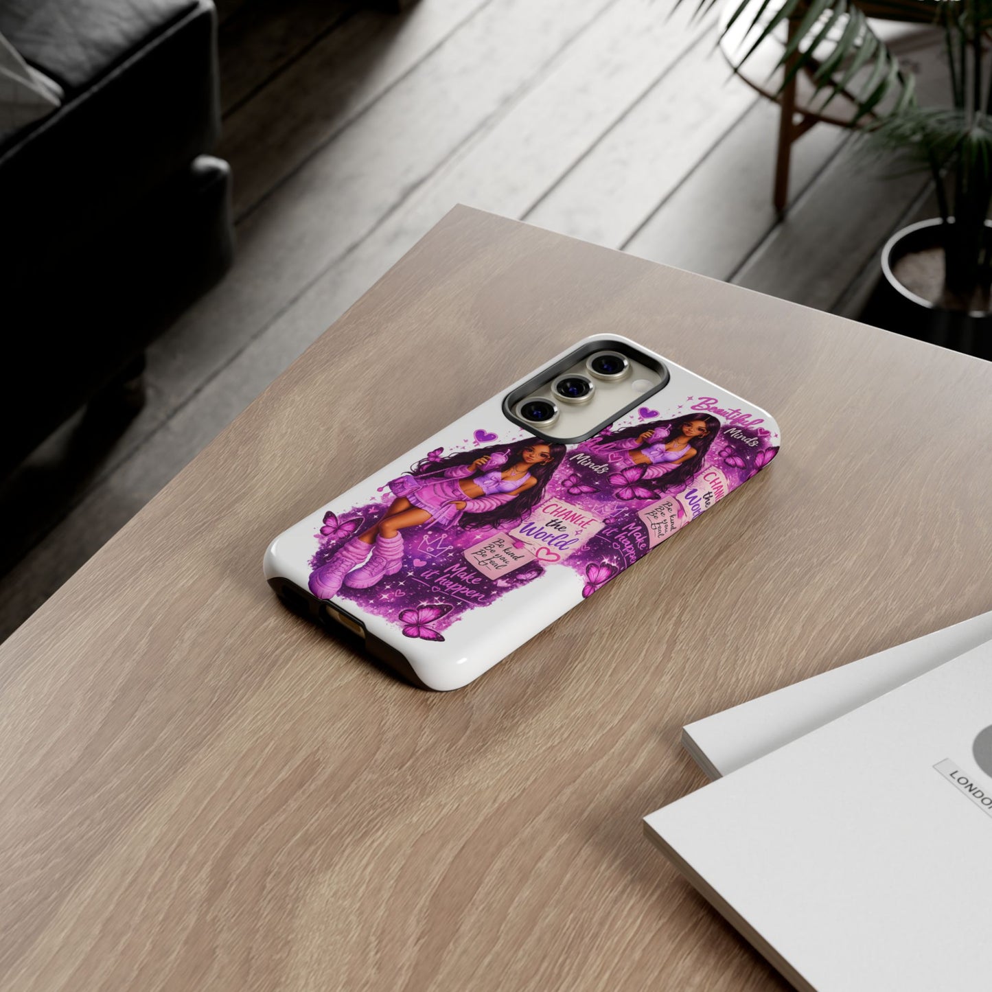 Empowered Girl Phone Case — Pink Butterfly ‘Change the World’ Design