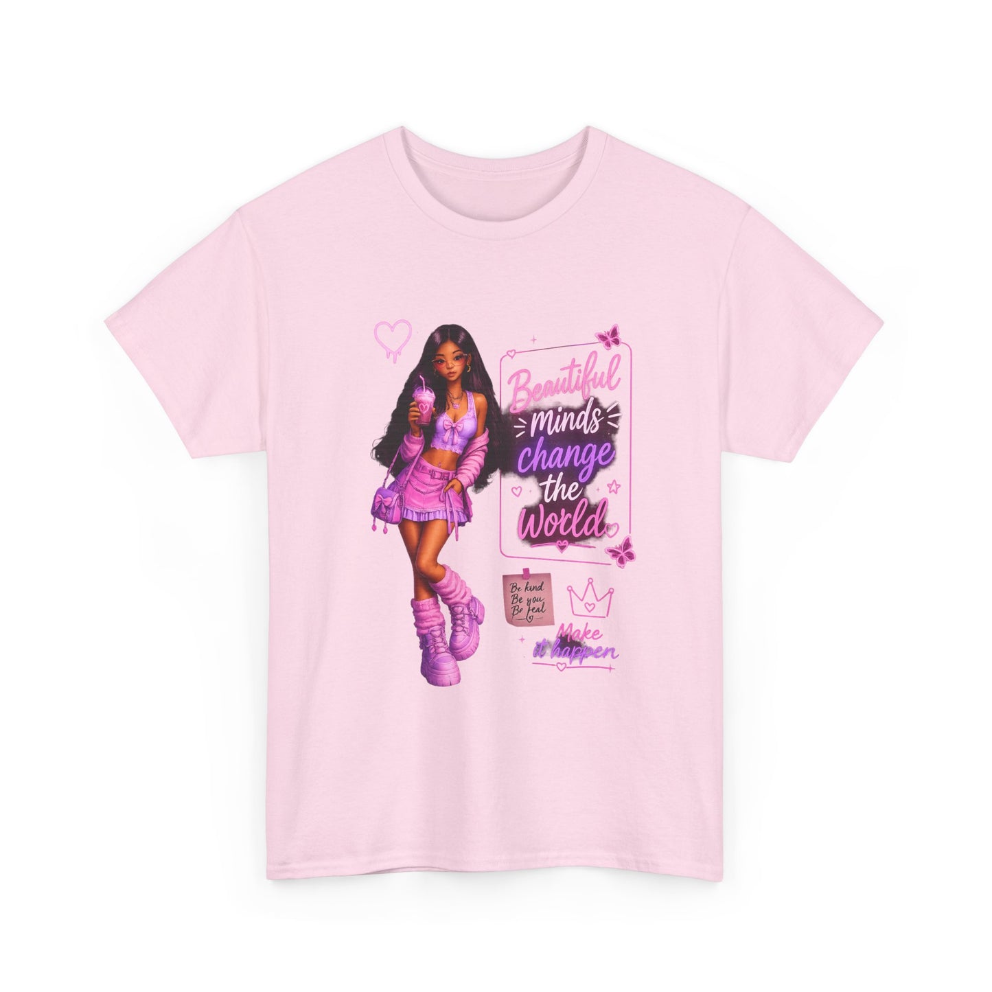 Beautiful Minds Change the World Tee - Pink Barbiecore Graphic Shirt