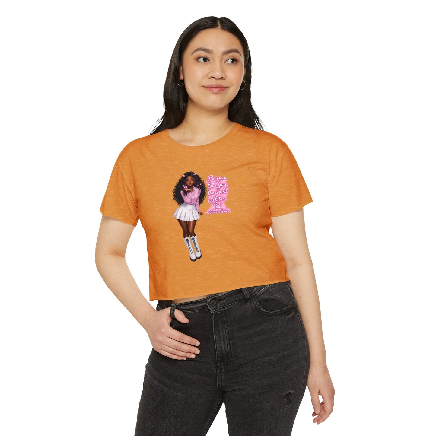 Festival Crop Top — Pink Glitter Doll Graphic Women’s Party Tee