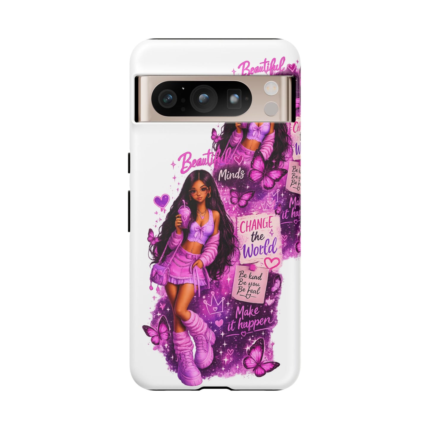 Empowered Girl Phone Case — Pink Butterfly ‘Change the World’ Design
