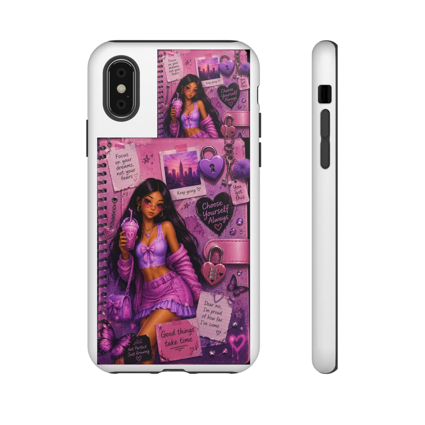 Purple Aesthetic Phone Case — Girl Collage 'Choose Yourself' Design