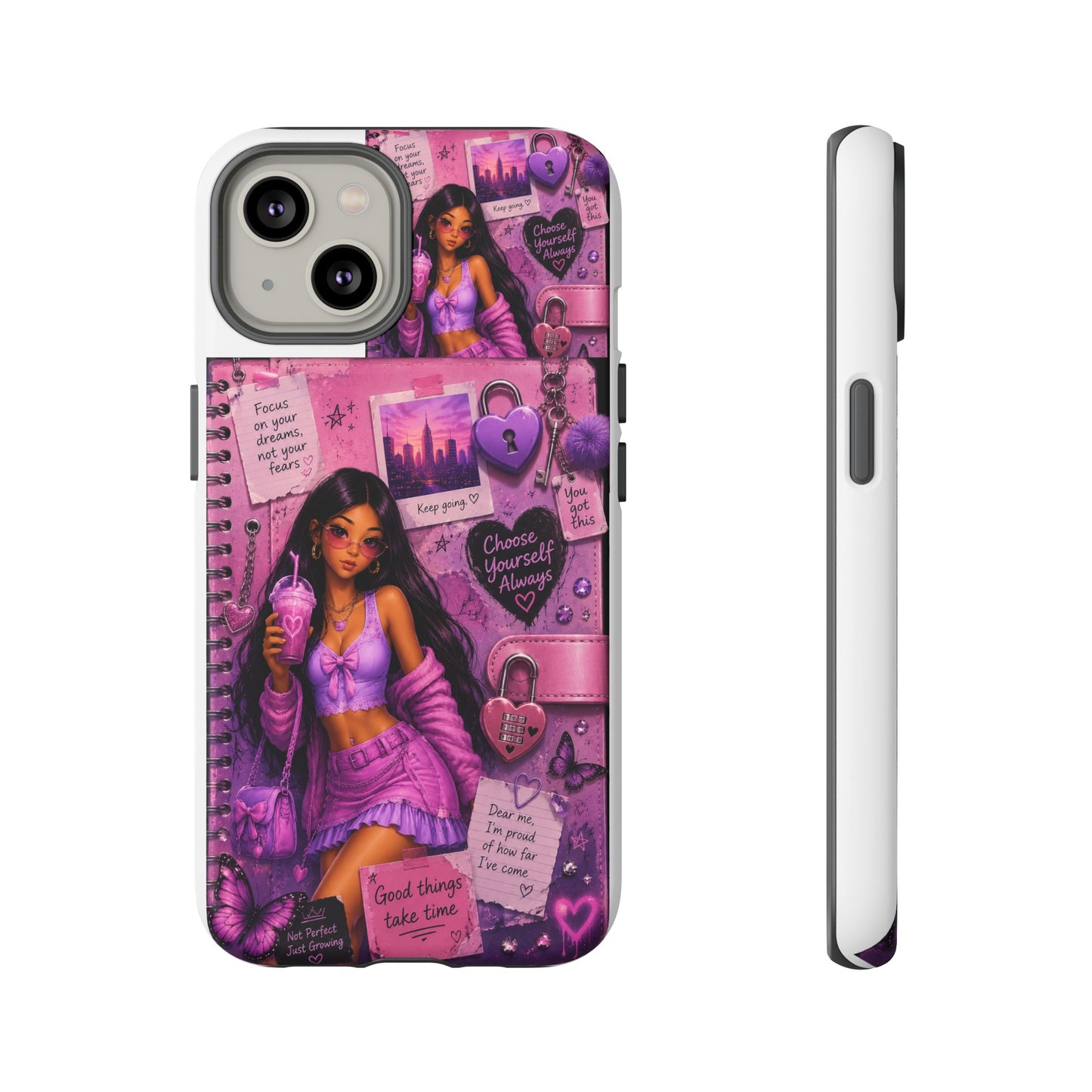 Purple Aesthetic Phone Case — Girl Collage 'Choose Yourself' Design