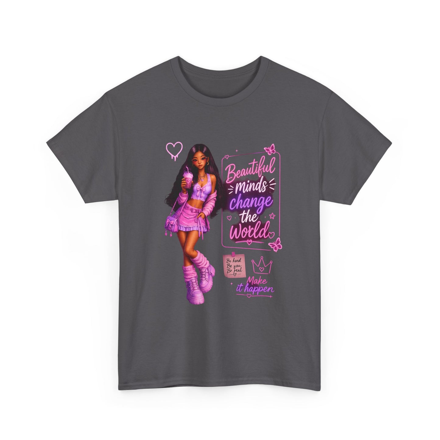 Beautiful Minds Change the World Tee - Pink Barbiecore Graphic Shirt