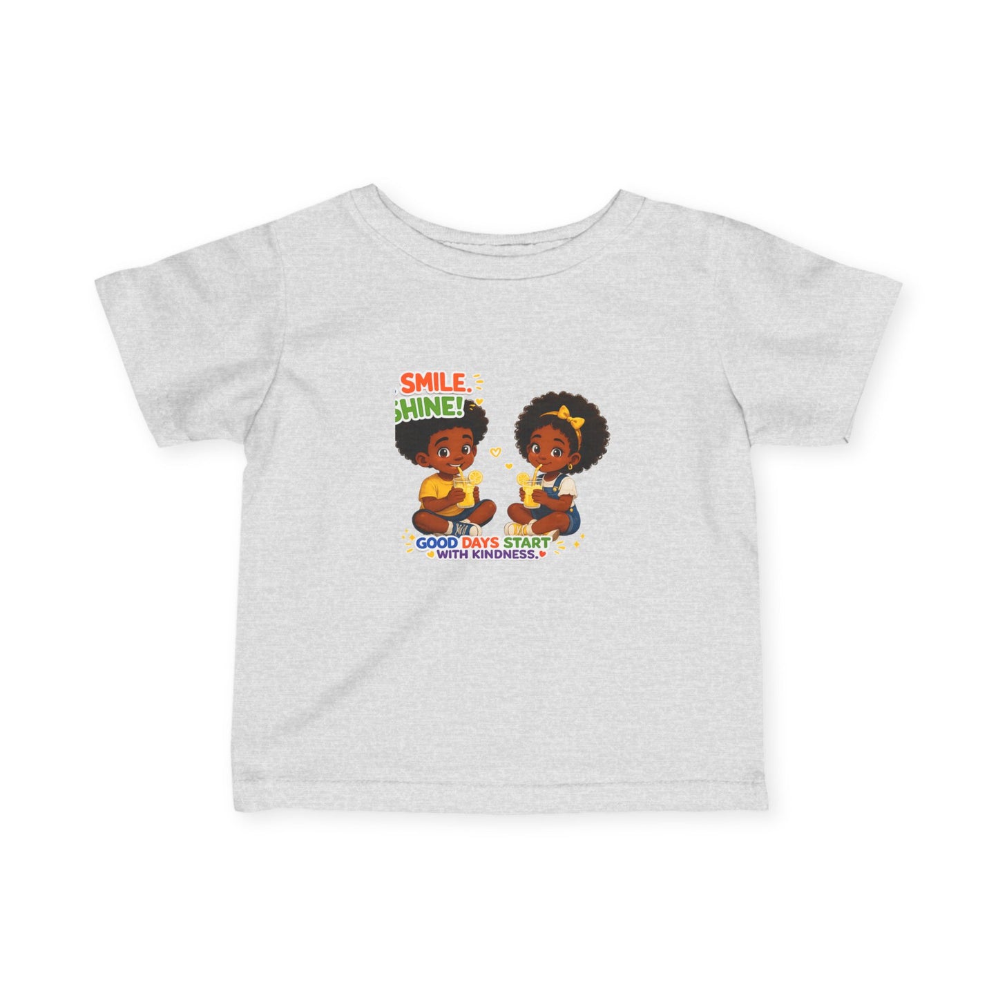 Infant Tee — "Smile, Shine! Good Days Start With Breakfast" Cute African American Kids Graphic