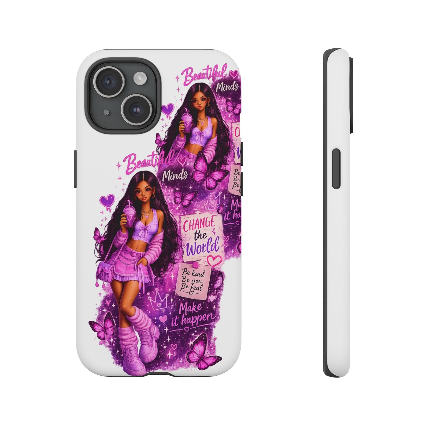 Empowered Girl Phone Case — Pink Butterfly ‘Change the World’ Design