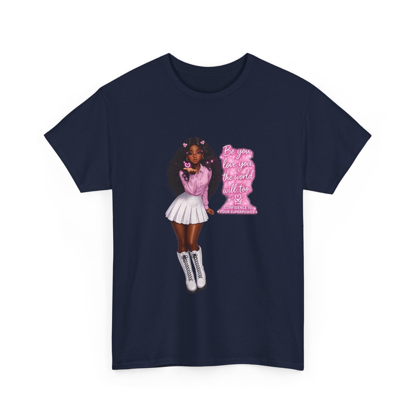 Afro Pink Cheerleader Tee – "Queen" Graphic Cotton T-Shirt