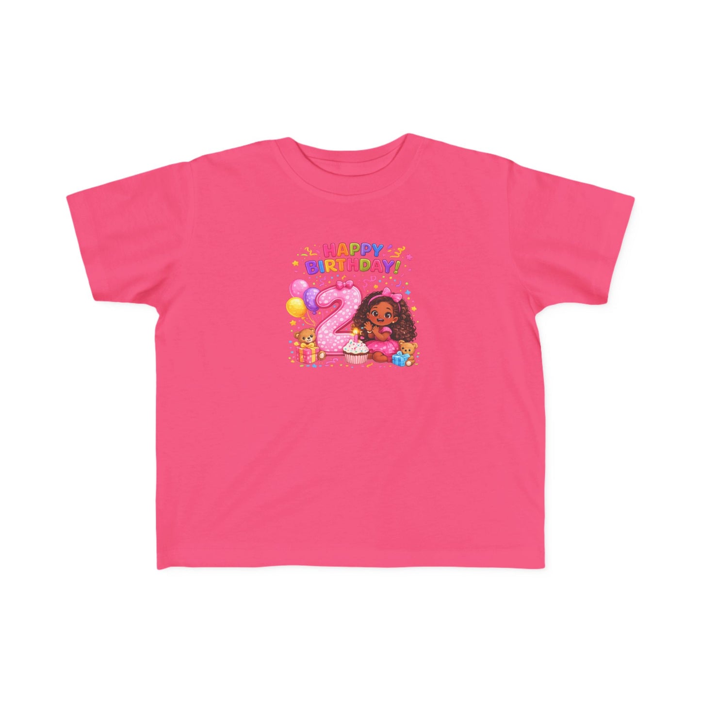 Toddler Birthday Tee — "Happy Birthday 2" Girl Balloon Party Shirt