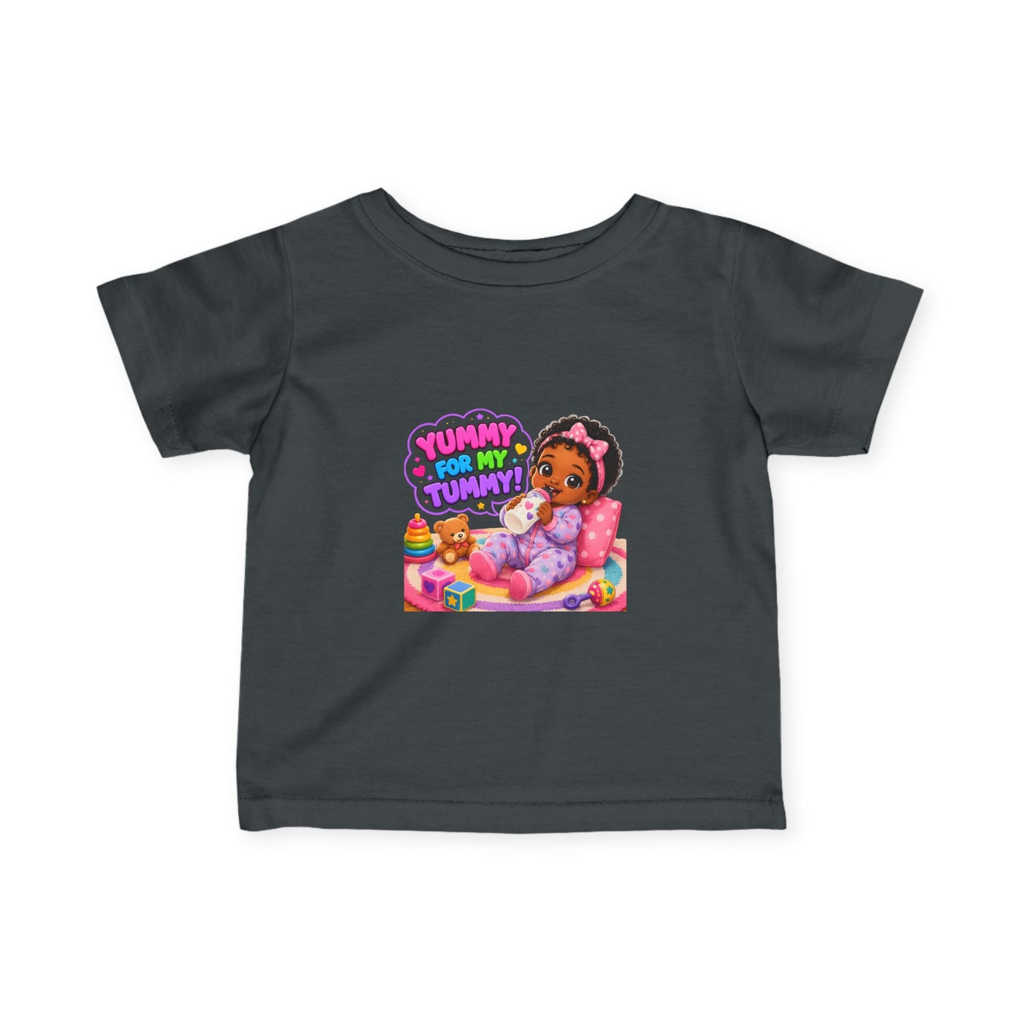 Infant Tee — "Yummy for My Tummy" Baby Girl Graphic Shirt