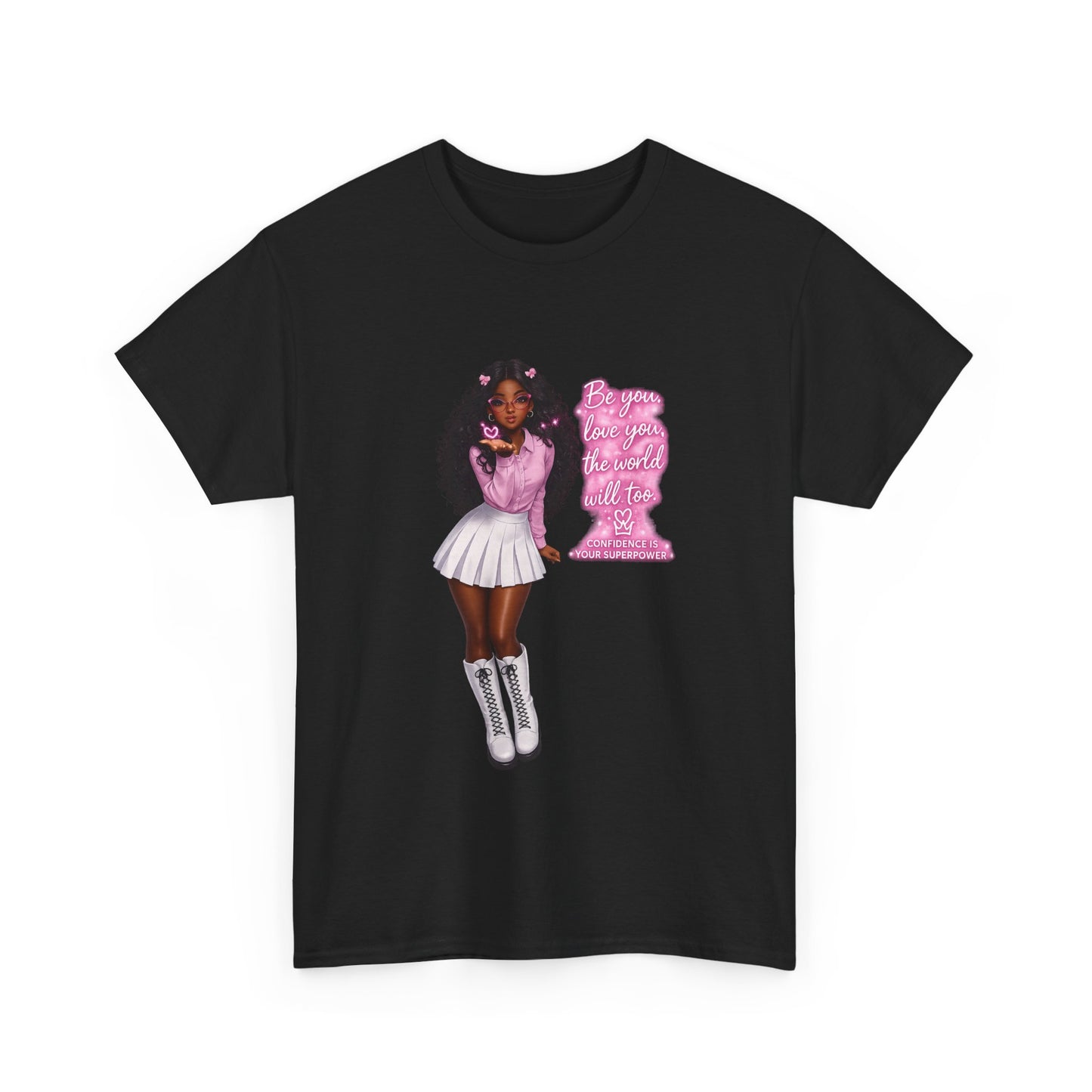 Afro Pink Cheerleader Tee – "Queen" Graphic Cotton T-Shirt