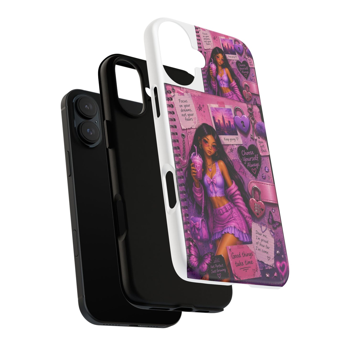 Purple Aesthetic Phone Case — Girl Collage 'Choose Yourself' Design