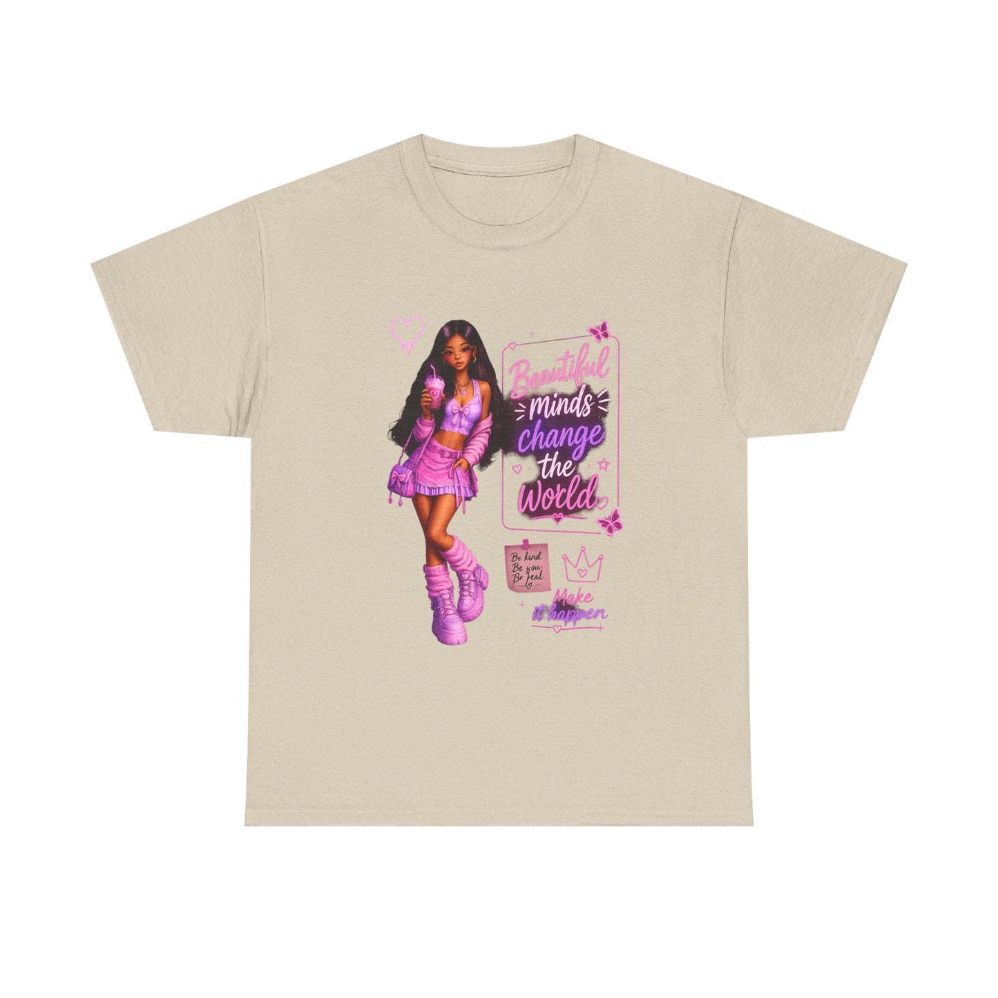 Beautiful Minds Change the World Tee - Pink Barbiecore Graphic Shirt