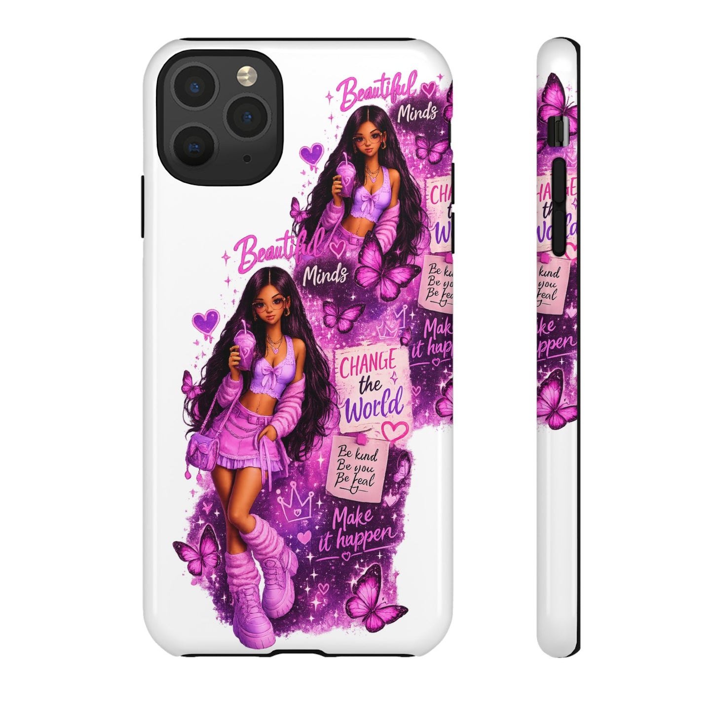 Empowered Girl Phone Case — Pink Butterfly ‘Change the World’ Design