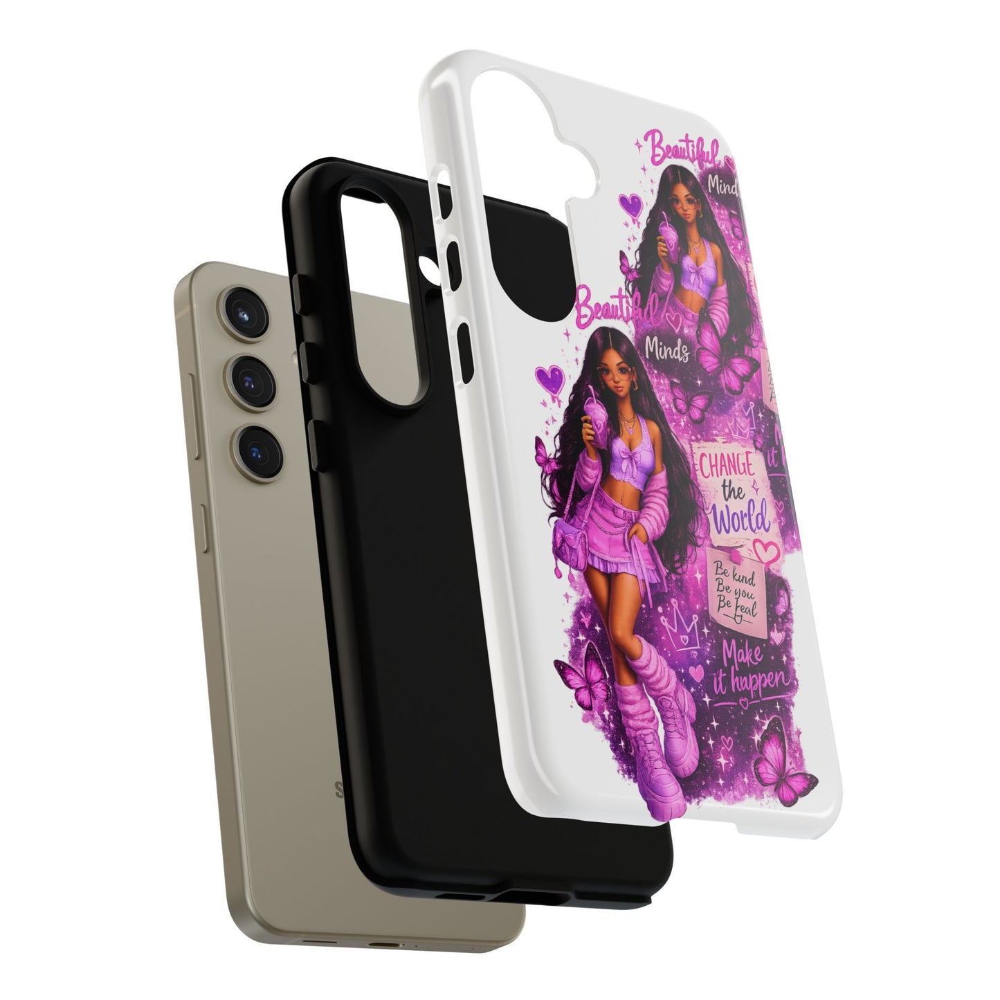 Empowered Girl Phone Case — Pink Butterfly ‘Change the World’ Design