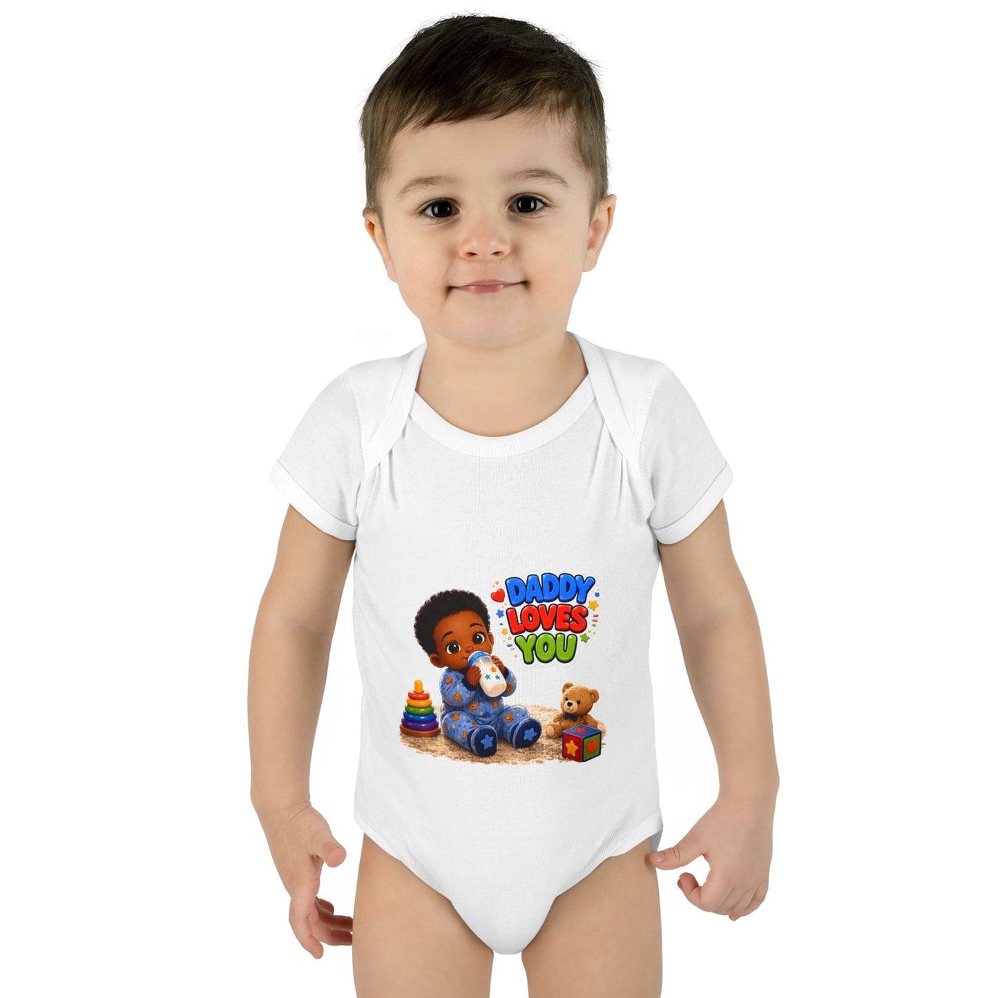 Daddy Loves You Infant Bodysuit — Cute Baby Boy Onesie with Toys Graphic
