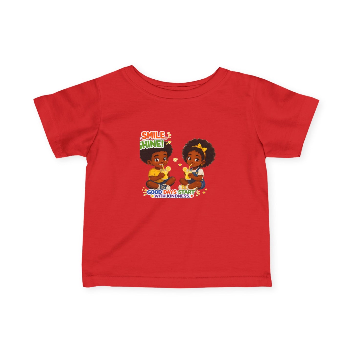 Infant Tee — "Smile, Shine! Good Days Start With Breakfast" Cute African American Kids Graphic