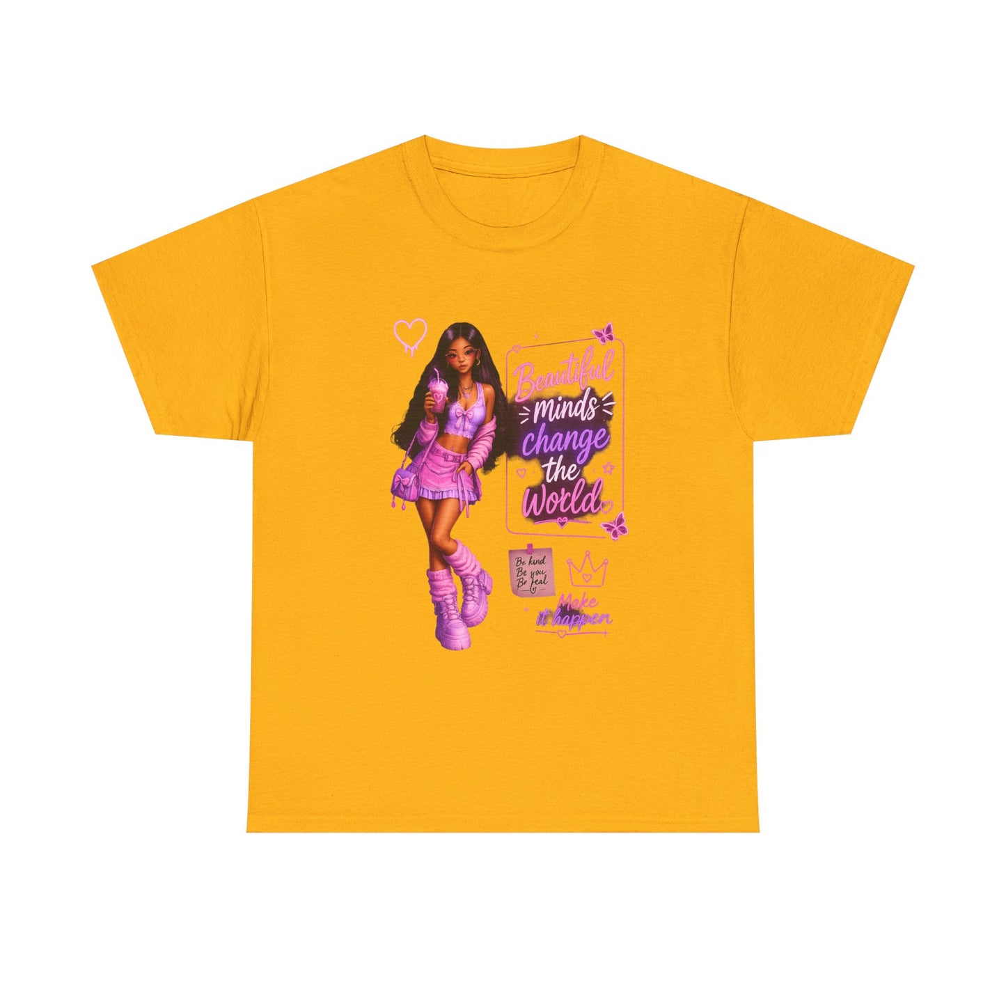 Beautiful Minds Change the World Tee - Pink Barbiecore Graphic Shirt