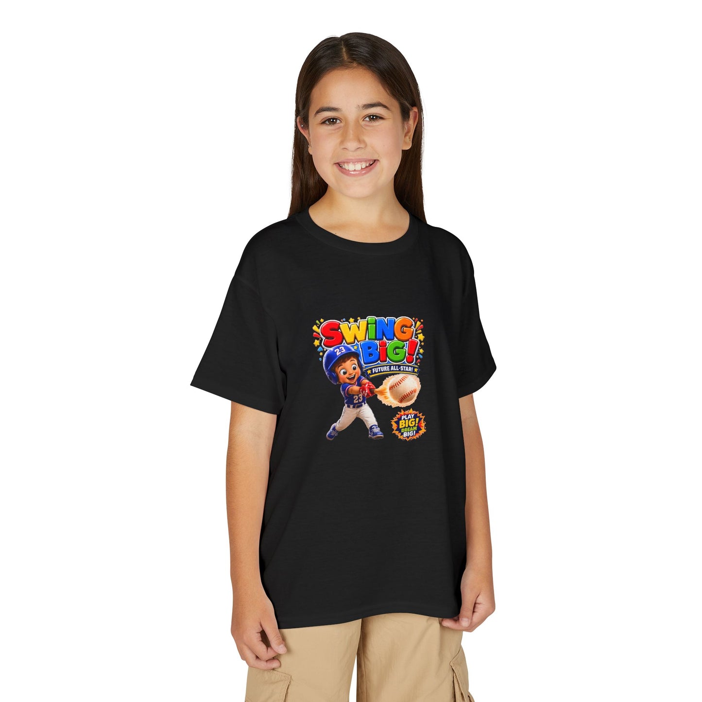 Youth T-Shirt - "SWING BIG!" Baseball Design | Kids Sports Tee