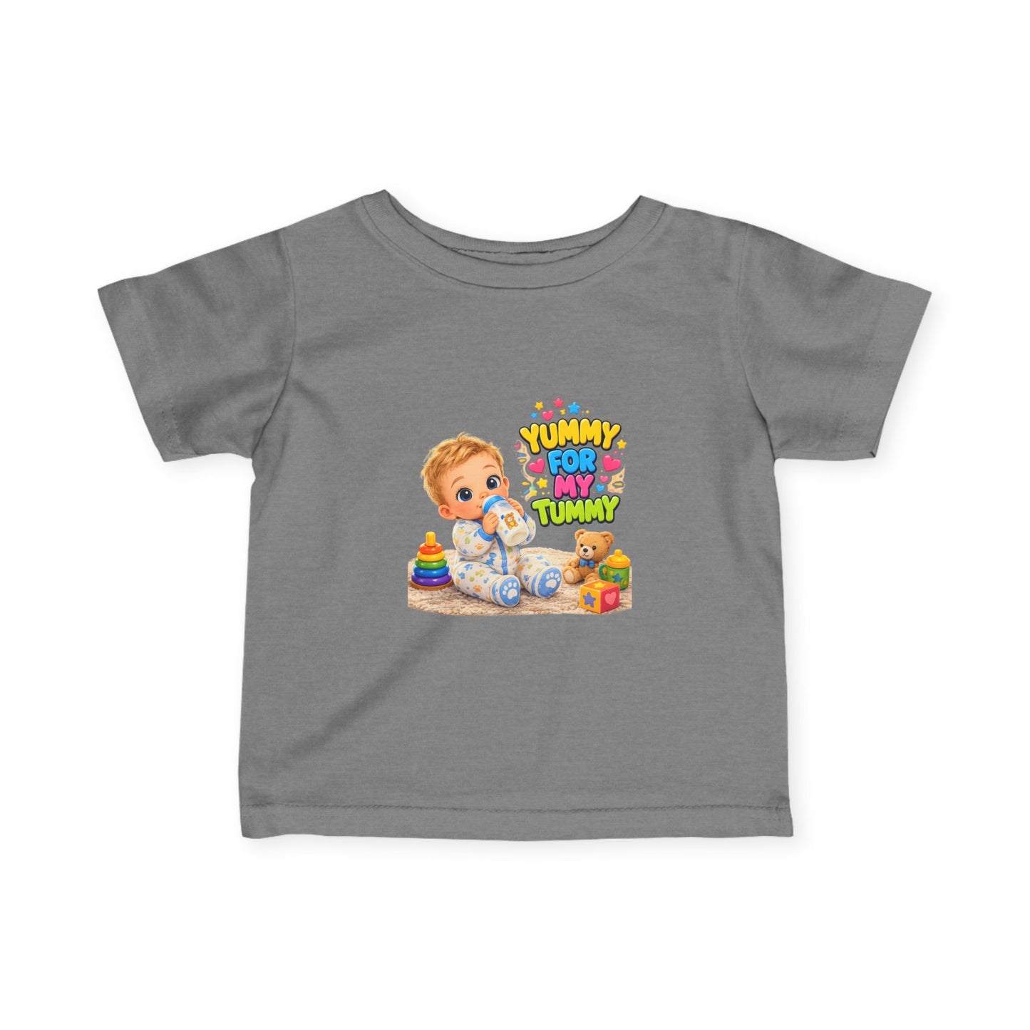 Infant Tee — Cute Baby 'Yummy For My Tummy' Feeding Graphic