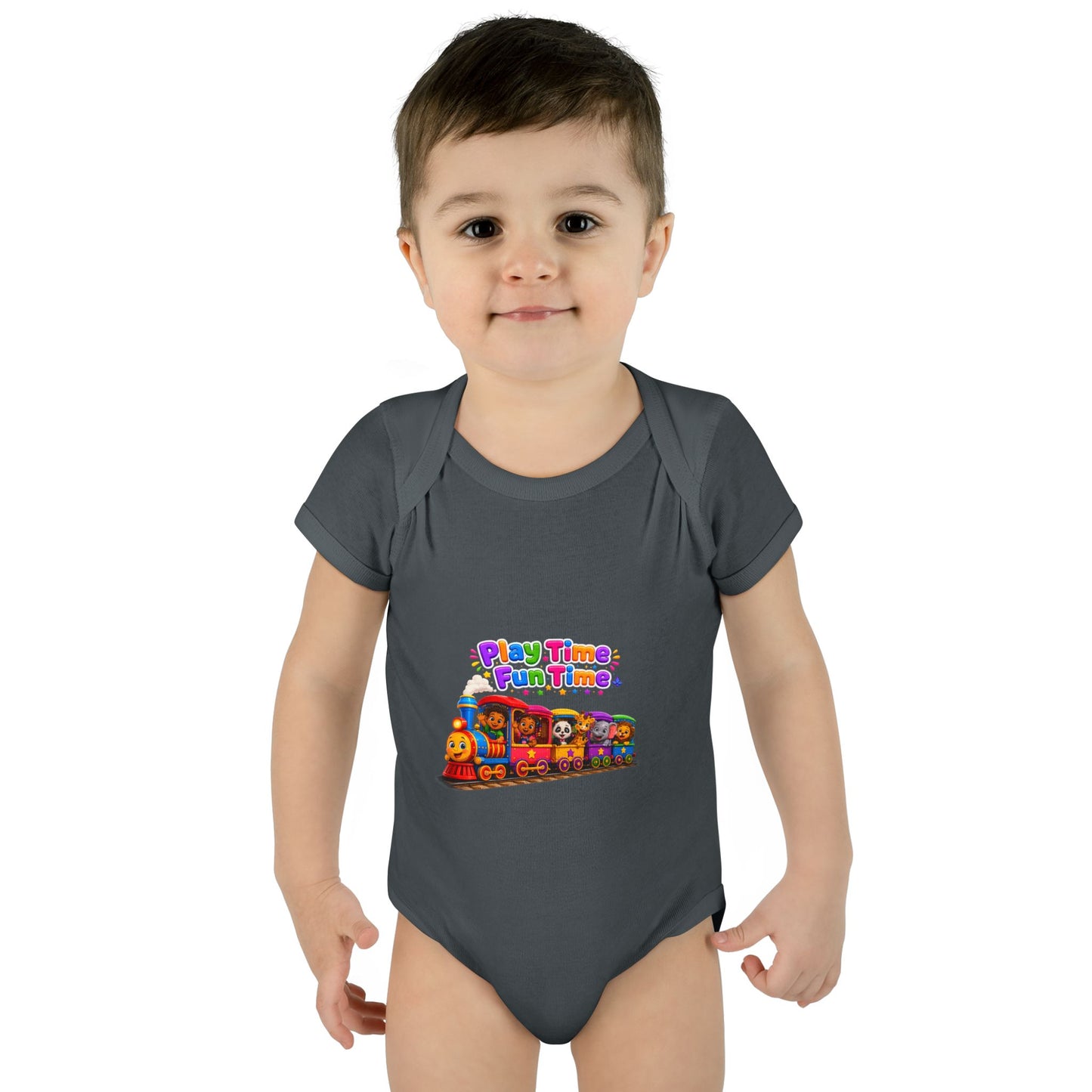 Play Time Fun Time Train Baby Bodysuit — Colorful Infant Onesie