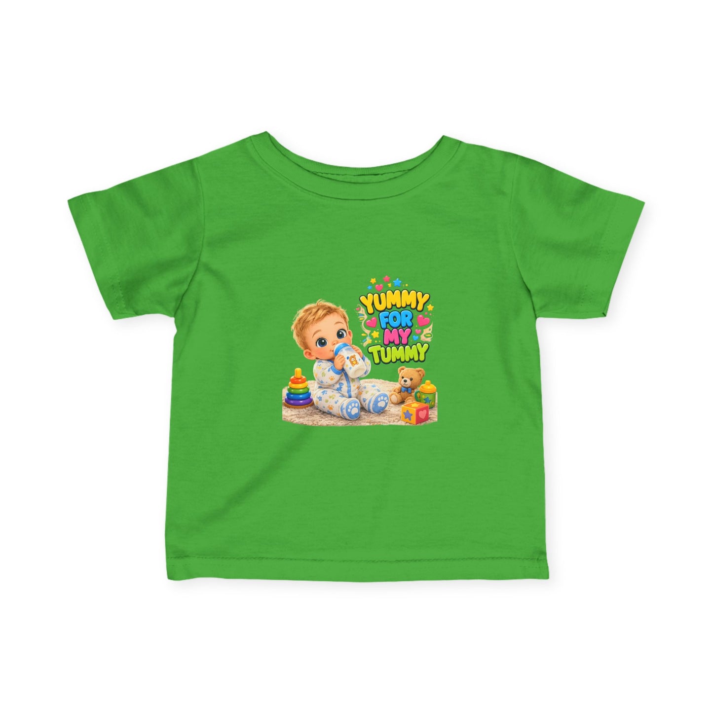Infant Tee — Cute Baby 'Yummy For My Tummy' Feeding Graphic