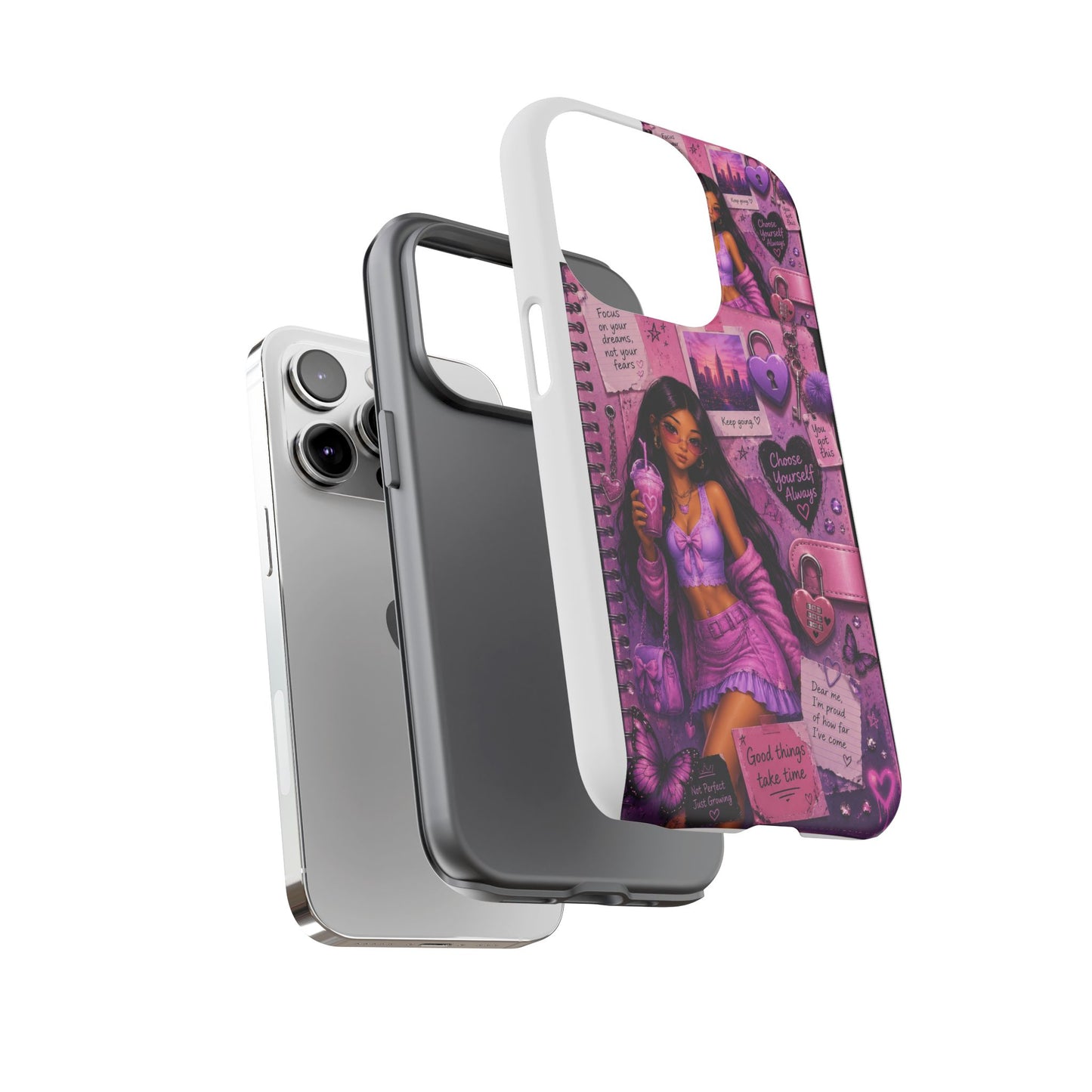 Purple Aesthetic Phone Case — Girl Collage 'Choose Yourself' Design