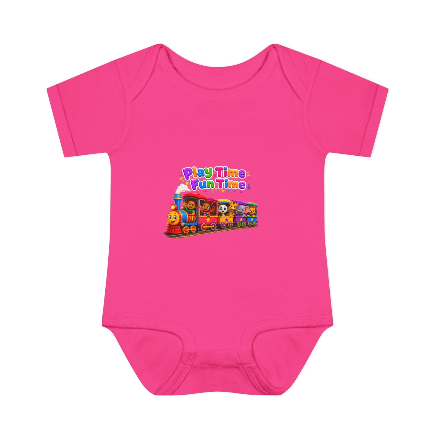 Play Time Fun Time Train Baby Bodysuit — Colorful Infant Onesie