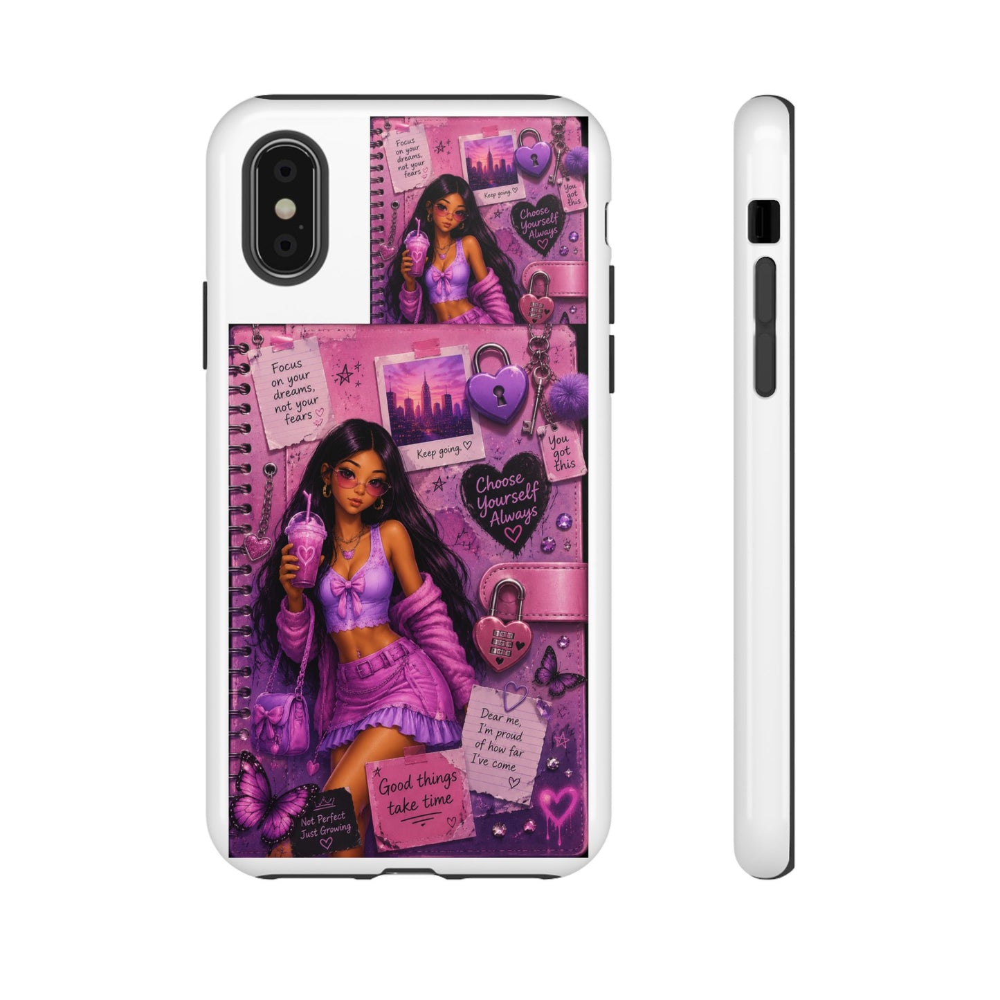 Purple Aesthetic Phone Case — Girl Collage 'Choose Yourself' Design