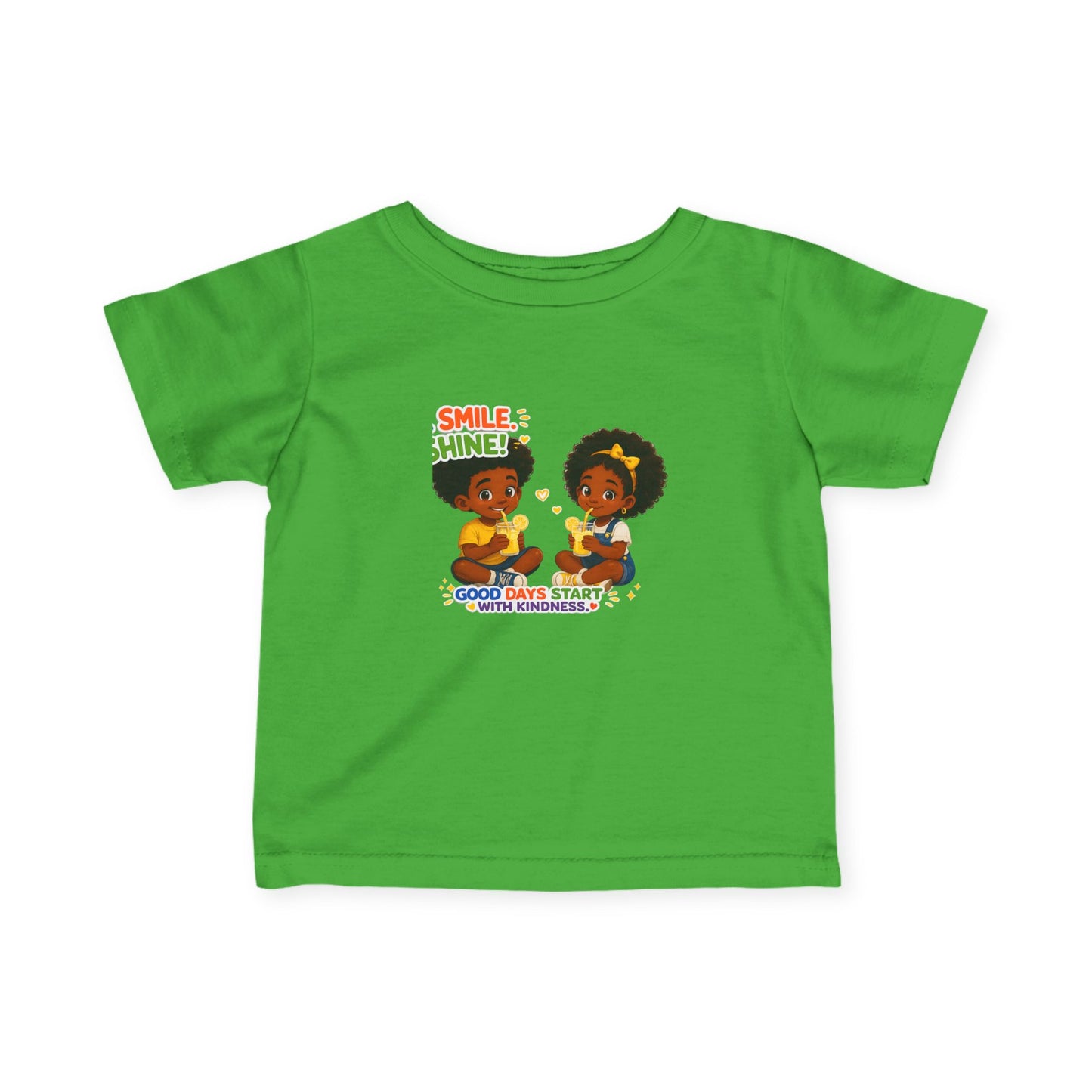 Infant Tee — "Smile, Shine! Good Days Start With Breakfast" Cute African American Kids Graphic
