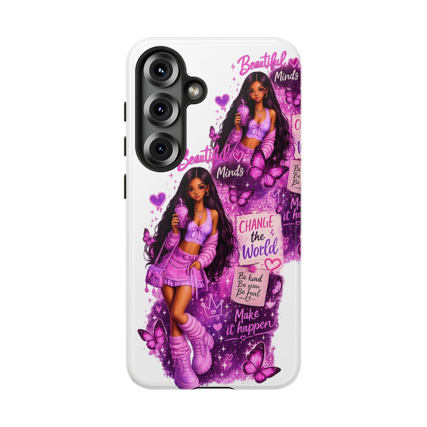 Empowered Girl Phone Case — Pink Butterfly ‘Change the World’ Design