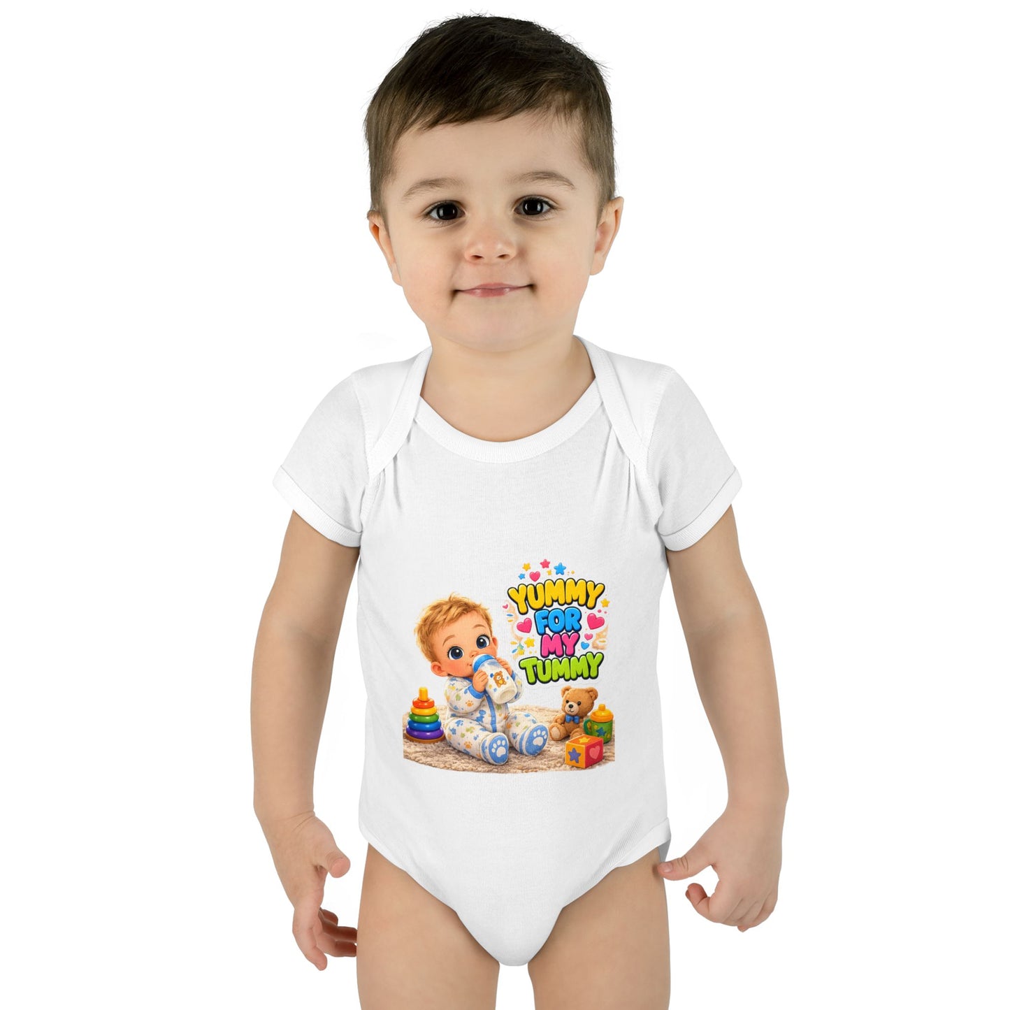 Yummy for My Tummy Baby Bodysuit — Cute Infant Feeding Onesie