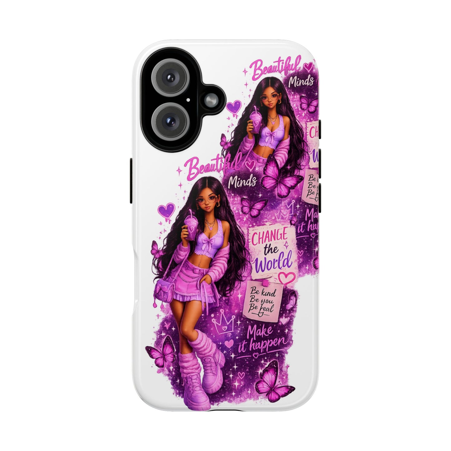 Empowered Girl Phone Case — Pink Butterfly ‘Change the World’ Design