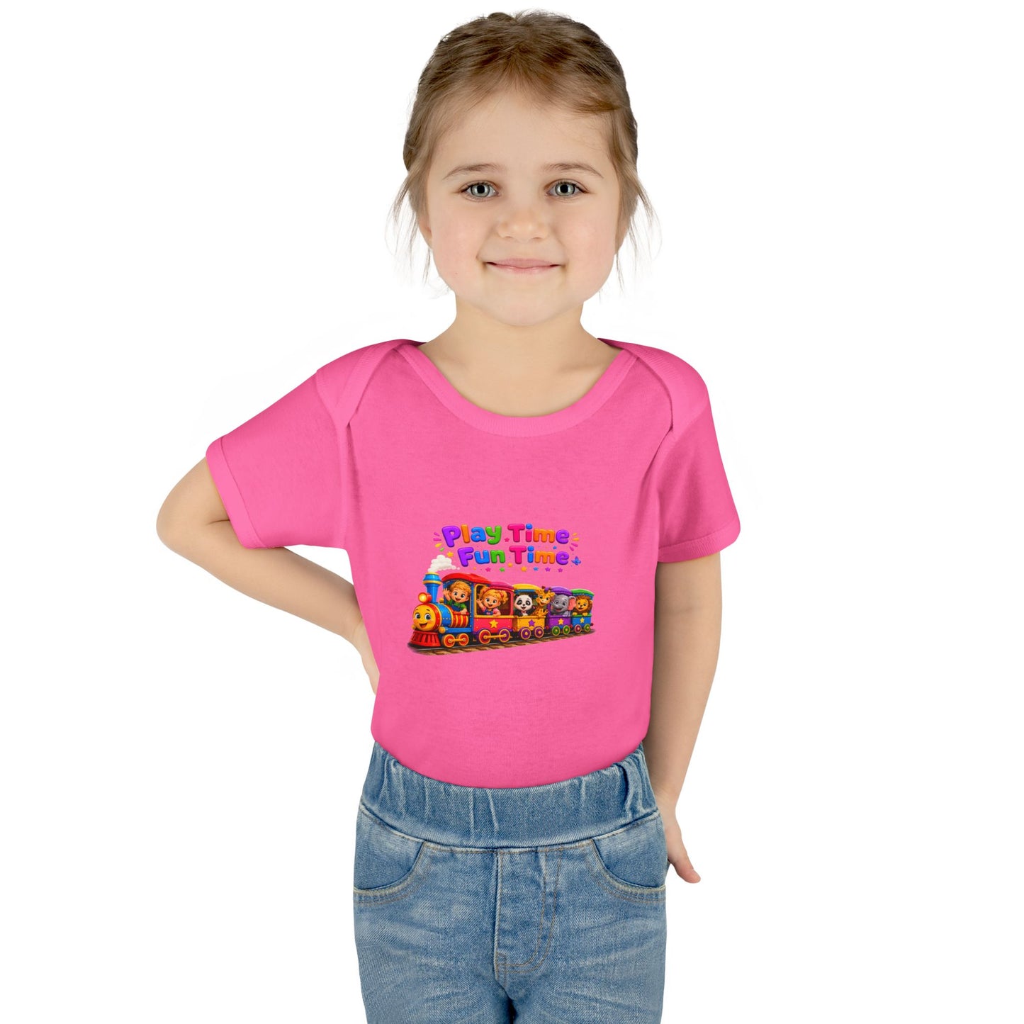 Play Time Fun Time Baby Bodysuit — Colorful Train Infant Onesie