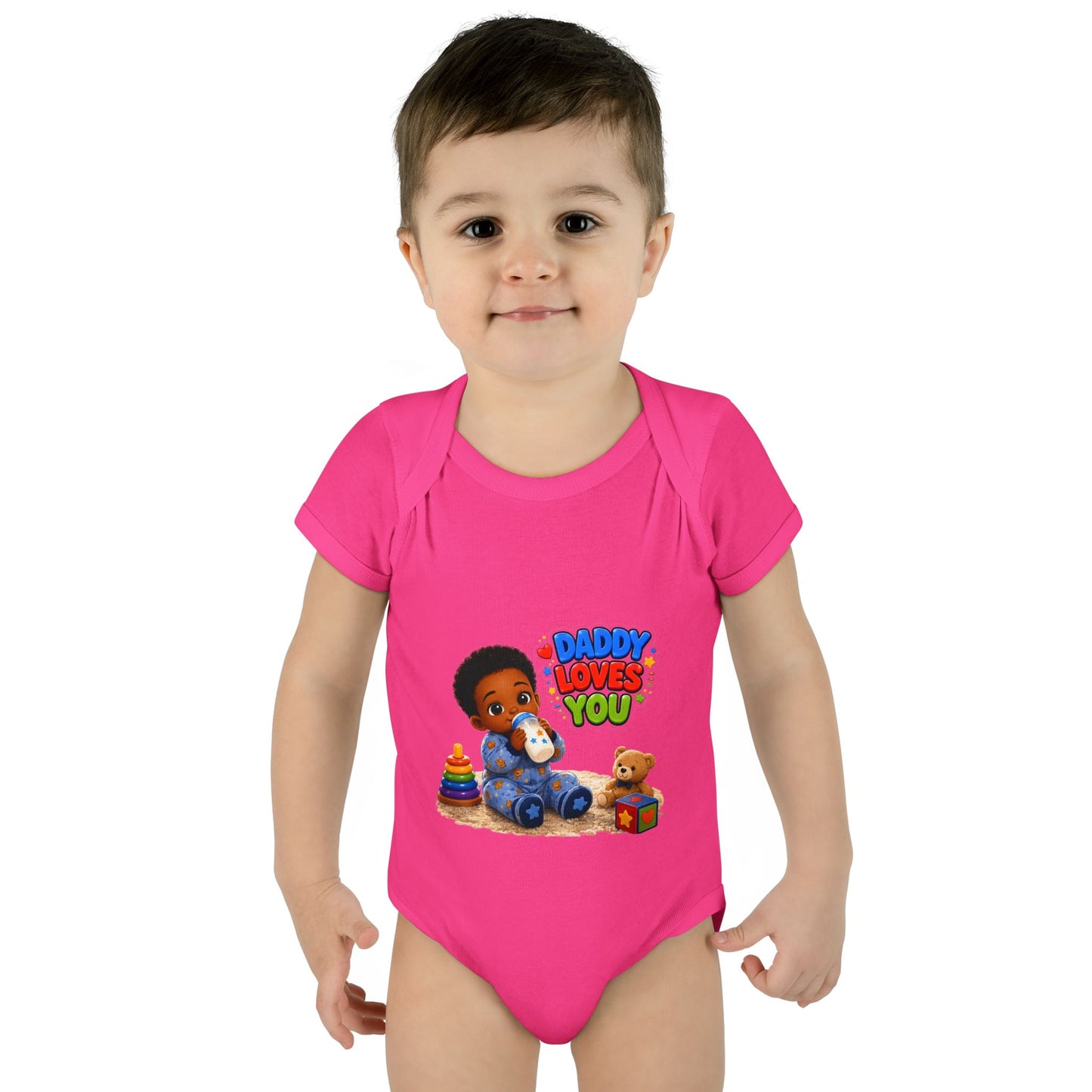 Daddy Loves You Infant Bodysuit — Cute Baby Boy Onesie with Toys Graphic