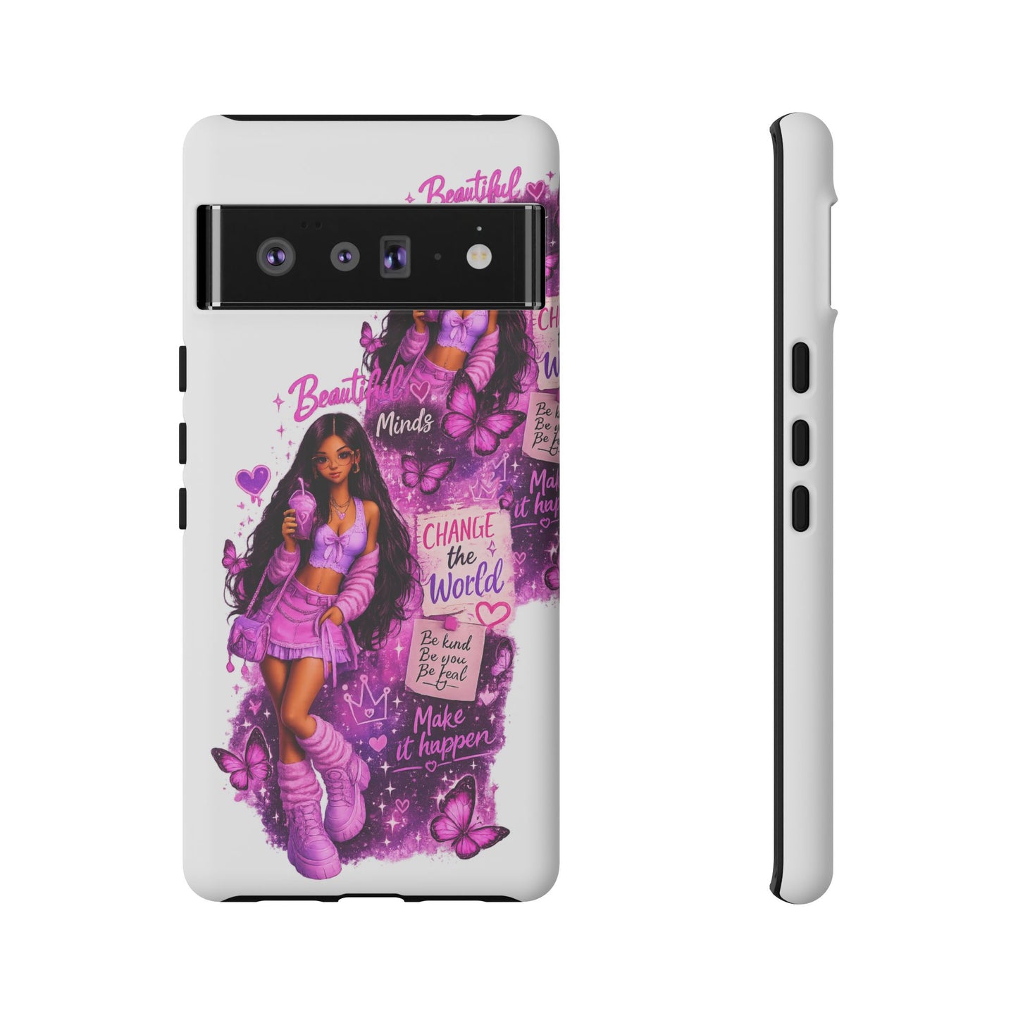 Empowered Girl Phone Case — Pink Butterfly ‘Change the World’ Design